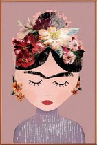 JUNIQE - Poster met kunststof lijst Frida Pastell -60x90 /Paars & Roze