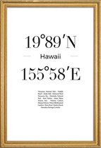 JUNIQE - Poster met houten lijst Hawaii -20x30 /Wit & Zwart