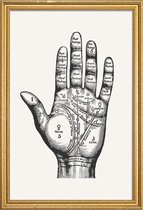 JUNIQE - Poster met houten lijst Palmistry -13x18 /Grijs & Wit