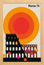 JUNIQE - Poster in houten lijst Vintage Rome 73 -20x30 /Kleurrijk