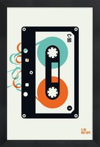 JUNIQE - Poster met houten lijst Mixtape -13x18 /Oranje & Turkoois