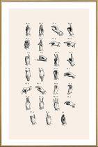 JUNIQE - Poster met kunststof lijst Vintage Sign Language Chart -13x18