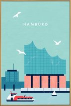 JUNIQE - Poster met kunststof lijst Hambourg Elbphilharmonie - retro