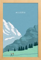 JUNIQE - Poster in houten lijst Allgäu - retro -20x30 /Blauw & Groen