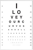 JUNIQE - Poster met kunststof lijst Eye Chart I Love You -13x18 /Wit &