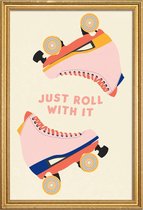 JUNIQE - Poster met houten lijst Roller Skates -20x30 /Ivoor & Roze