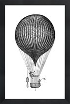 JUNIQE - Poster in houten lijst Air Balloon -40x60 /Wit & Zwart