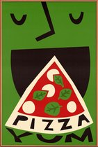 JUNIQE - Poster met kunststof lijst Yum Pizza -40x60 /Groen