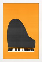 JUNIQE - Poster in houten lijst Grand Piano -30x45 /Grijs & Oranje