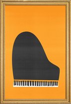 JUNIQE - Poster met houten lijst Grand Piano -13x18 /Grijs & Oranje