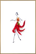 JUNIQE - Poster met kunststof lijst Red Pepper -13x18 /Rood & Wit