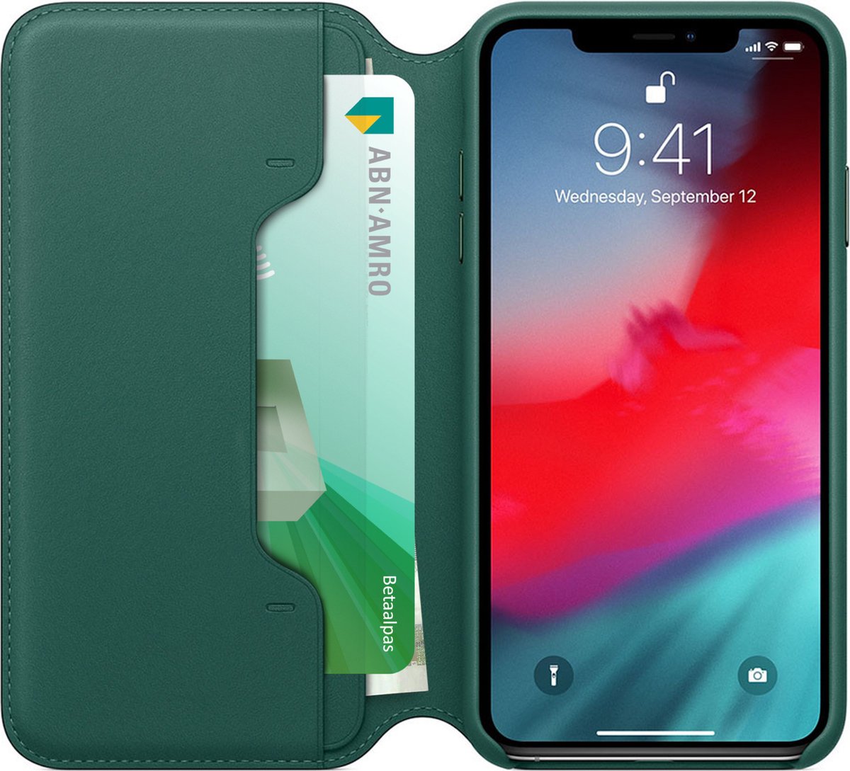 Apple - Leren Folio Hoesje - iPhone XS Max - Forest Green