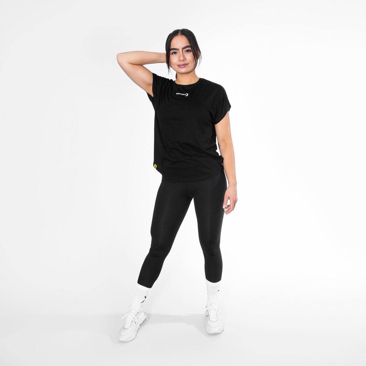 Body & Fit Essential Casual T-Shirt - Sportshirt Dames – Maat L - Zwart - Body & Fit