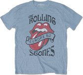 The Rolling Stones Heren Tshirt -L- Europe '82 Tour Blauw