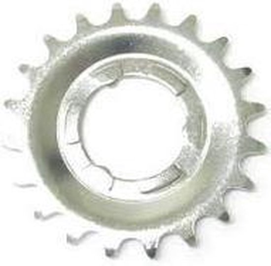 Zilverkleurig Shimano Nexus 19t tandwiel.