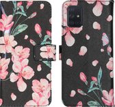 iMoshion Design Softcase Book Case Samsung Galaxy A71 hoesje - Blossom Watercolor Black