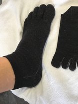 Zilvergaren Teen Sokken - Diabetische Sokken - Anti Bacterieel - Anti Transpirant - Medische Sokken - Verkoelend in de zomer - Vochtregulerend - Kleur Zwart - Maat 40/44