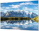 Wandpaneel Besneeuwde bergtoppen  | 180 x 120  CM | Zilver frame | Wandgeschroefd (19 mm)