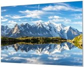 Wandpaneel Besneeuwde bergtoppen  | 210 x 140  CM | Zilver frame | Wandgeschroefd (19 mm)