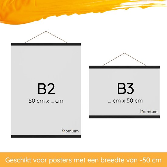 Porte-affiche (50 cm) en bois noir avec fermeture magnétique | 50 x 70 | système de suspension d'affiche - cadre d'affiche - cadre d'affiche - clip d'affiche - support d'affiche