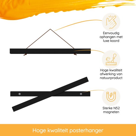 Porte-affiche (30 cm) en bois noir avec fermeture magnétique | A3 | système de suspension d'affiche - cadre d'affiche - cadre d'affiche - clip d'affiche - support d'affiche