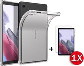 Samsung Galaxy Tab A7 Lite (2021) 8.7 inch Hoesje Transparant & Glazen Screenprotector - Anti Shock Siliconen Back Cover