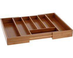 Excellent Houseware Bestekbak hout uitschuifbaar