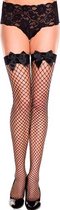 Grove Visnetkousen Met Zwarte Satijnen Strikjes - Zwart - One Size (S-L 34 - 40)