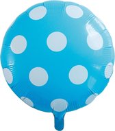 Helium ballon lichtblauw rond met witte stippen | per stuk