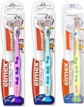 Elmex Leertandenborstel (0 tot 3 jaar) Zacht - 3 stuks met tandpasta ( 3 kleuren)