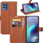 Motorola Moto G100 hoesje - MobyDefend Kunstleren Wallet Book Case - Bruin - GSM Hoesje - Telefoonhoesje Geschikt Voor: Motorola Moto G100