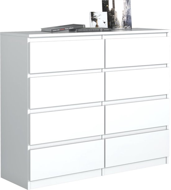 Pro-meubels - Ladekast - Commode - Ibis 8 lades - 120cm - Wit mat | bol.com