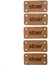 Leren label 3x1,5 cm Stoer (5 stuks)