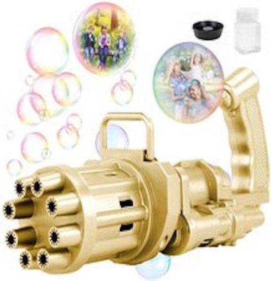 Foto: Gatling electric bubble gun goud bellenblaasmachine bellenblaas pistool bellenblaas bellenblaasmachine voor kinderen bellenblazer elektrische bellenblaas goud