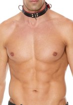 Deluxe Bondage Collar - Premium Leather - Black/Red - Maat One Size