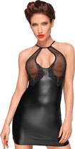 Wetlook keyhole mini dress with lace embroidery - Black - Maat S
