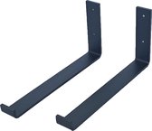 GoudmetHout Industriële Plankdragers L-vorm UP 30 cm - Staal - Mat Zwart - 4 cm x 30 cm x 15 cm - Plankendrager