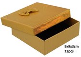 Dielay - Giftbox voor Sieraden - Sieradendoosje - Set van 12 Stuks - 9x9x3 cm - Goudkleurig
