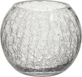 J-Line Windlicht Bol Craquele Glas Transparant Small Set van 2 stuks