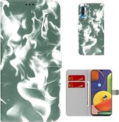 Voor Samsung Galaxy A50/A30s/A50s Cloud Fog Pattern Horizontal Flip Leather Case met houder & kaartsleuf & portemonnee (donkergroen)