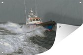 Tuindecoratie Een reddingsboot op zee - 60x40 cm - Tuinposter - Tuindoek - Buitenposter