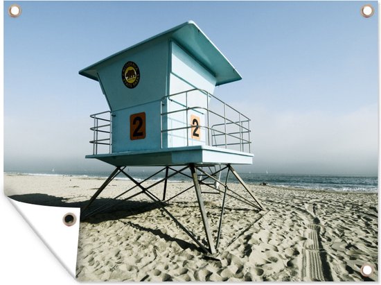 Tour de garde bleue sur la plage de Santa Cruz California Garden poster
