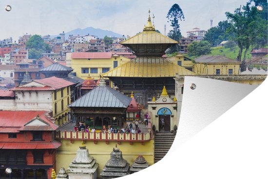 Muurdecoratie Pashupatinath-tempel Nepal - 180x120 cm - Tuinposter - Tuindoek - Buitenposter