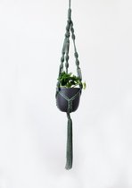 Plantenhanger gemeleerd donker groen- macramé - Lengte 90 cm - handgemaakt in NL - gerecycled Oeko-tex katoen - Top Kwaliteit