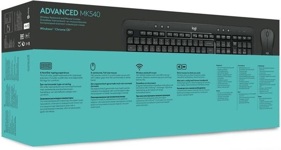 Logitech MK540 Advanced clavier Souris incluse RF sans fil QWERTY US International Noir, Blanc