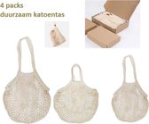4 Packs Duurzaam "Minder Plastic" Product & Packaging-Eco Katoen Linnen-Mileuvriendelijk in Plaats van Plastic Tas-Herbruikbare Boodschappen Tasjes - Groenten/Fruit/Broodtas - Picn