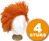 Oranje Pruik | 4 stuks Oranje Feestpruik "Spiky" | Feestkleding WK Voetbal 2022 | Oranje Versiering Versierpakket Nederlands Elftal Oranjepakket