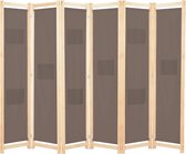 Kamerscherm - Bruin - 6 Panelen - Privacy - Stof - hout - Kamer - Stevig - Slaapkamer - Scherm - Nieuwste Collectie