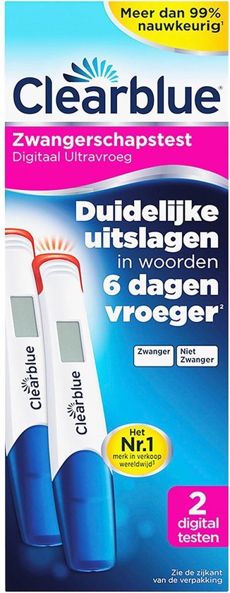 Clearblue Zwangerschapstest Digitaal Ultravroeg (6 dagen vroeger) - 2 testen - Clearblue