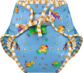 Kushies - luier -  wasbare zwemluier - zwembroekje - maat 8 - 18/23 kg - blauw - goudvis